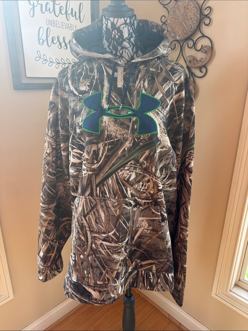 Under Armour Realtree Camo Hoodie with Neon Green Logo